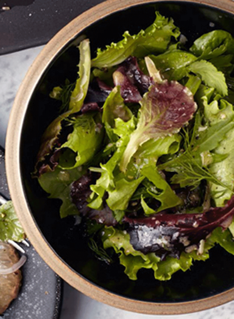 Simple garden lettuce salad with red wine vinaigrette recipe